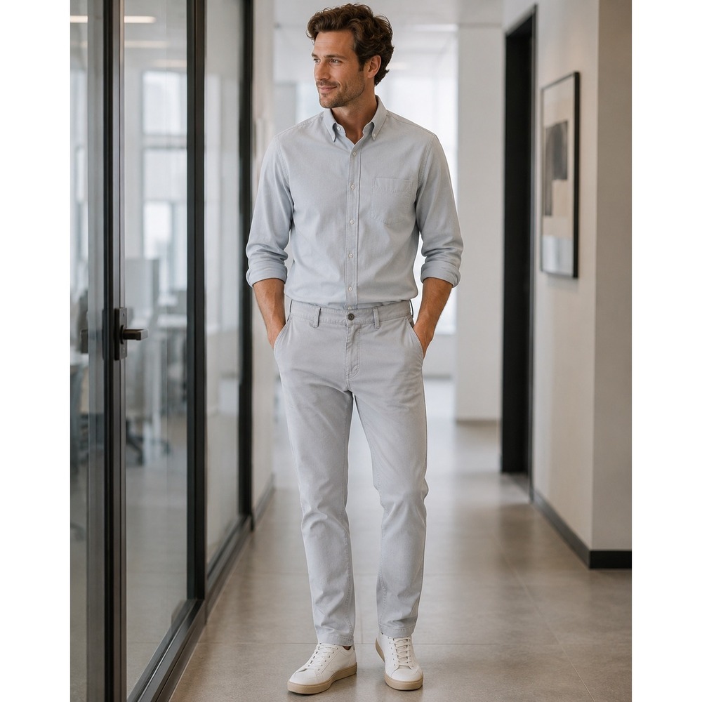 Calvin Klein Men's Pants 32x32 Light Gray Cotton Stretch Chino Casual Workwea